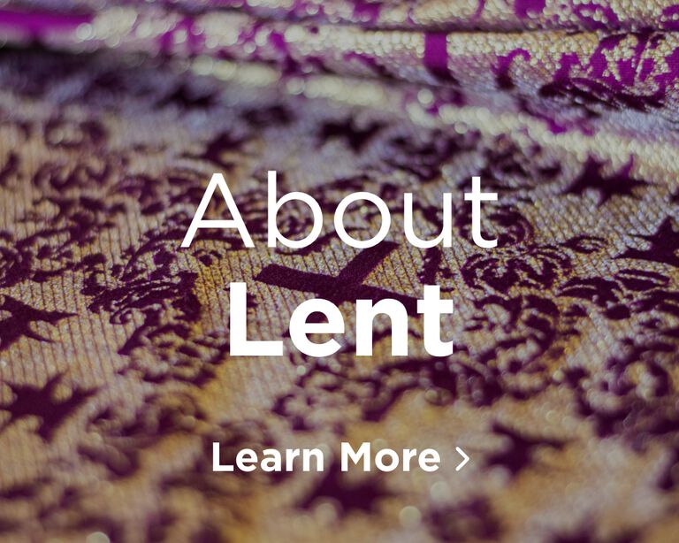 A purple patterned cloth. Image links to About Lent page.